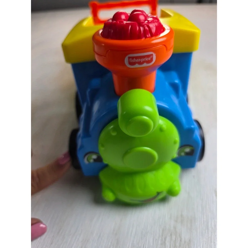 Fisher Price Little People Friendly Passengers Train Blue Yellow Toy Engine 14in